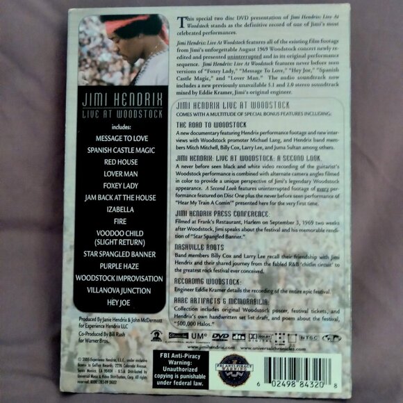 JIMI HENDRIX "Live At Woodstock" Definitive Deluxe 2-Disc DVD Set - Picture 2 of 8